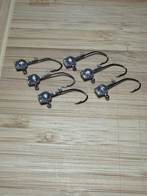 Jig heads with wire keeper "Disco Silver"